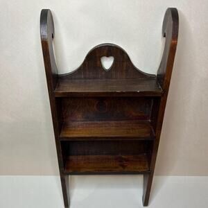 Vintage Wooden Wall Spice Rack – Rustic Country Shelf with Heart Cutout